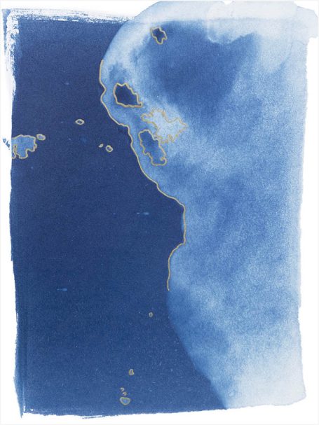 Blauer, abstrakter Hintergrund mit sanften Formen und Konturen.